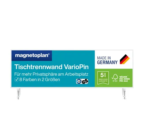 magnetoplan® Trennwandplatten Tischtrennwand VarioPin 160x50cm - Präsentation: Flexible Tischtrennwand mit Filz-Oberfläche für kreative Ideen und optimale Raumgestaltung in Büros.