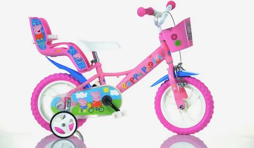 Zoll Kinderfahrrad Peppa Pig - Rosa 12 Zoll - Lizenzierte Peppa Pig Kinderfahrrad mit Puppensitz und Korb, ideal für Kinder von 2-5 Jahren (Größe 87-110 cm), 95% vormontiert für einfachen Aufbau und sicherer Fahrspaß.