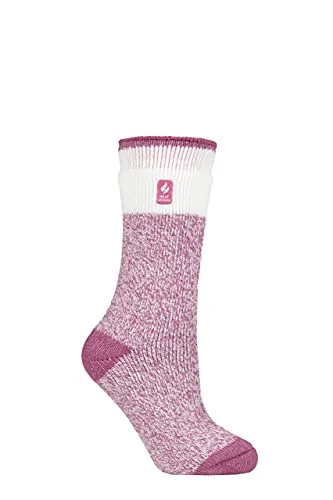 HEAT HOLDERS SOCKSHOP Damen 2.3 TOG Gemustert Thermische Socken Packung 1 (37-42, Schneeglöckchen Block Twist Rosa)