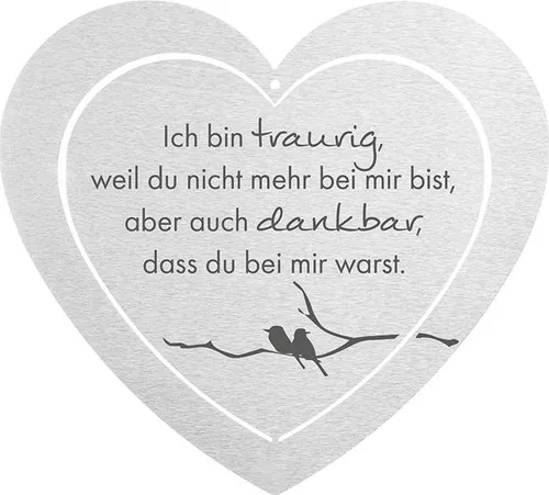 DOLORINO Grabherz aus Edelstahl | wetterfest | mit Spruch 