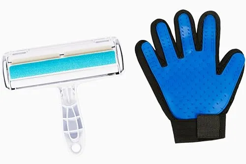 Wiederverwendbare Fusselrolle für Tierhaare + Tierhaar-Handschuh – Hunde- & Katzenhaare einfach entfernen, Haustier Fellpflege Set