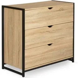IDMarket Detroit Kommode mit 3 Schubladen – Industriedesign in braun von IDMARKET