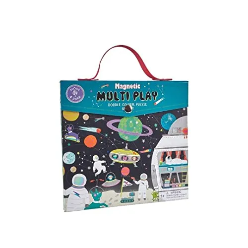 Floss & Rock Space Magnetic Multi Play – 44P6454 - 4-in-1-Spielset für kreative Reisen – mit 17 Astronautenmagneten, trocken abwischbarer Tafel und 20-teiligem Puzzle, ideal zur Förderung der Feinmotorik und Fantasie Ihres Vorschulkindes.