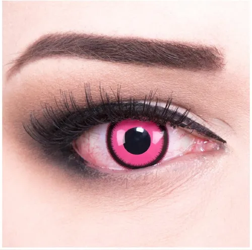 MeralenS Jahreslinsen rosa 'Rose Lunatic' Manga Fun Linsen 1 Paar. Halloween & Cosplay