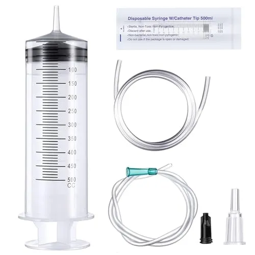 Große Spritze 500ml Wiederverwendbare flüssige Spritze mit Katheter Plastikspritze mit großer Kapazität für Labor-, Industrie-, Garten- und Haustierfütterung