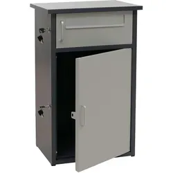 Proregal Paketkasten mit 2 Fächern | HxBxT 78x49x38cm | Stahl | Dunkelgrau/Grau| Paketbox Paketfach Paketstation Briefkasten