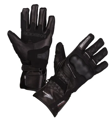 Modeka Panamericana Motorradhandschuhe schwarz – Wasserdicht & Reflektierend - Motorradhandschuhe für Adventure-Fahrten: 100% wasser- und winddicht mit exzellentem Schutz durch SuperFabric® und SAS-TEC® Protektoren. Ideal für wechselhafte Wetterbedingungen.
