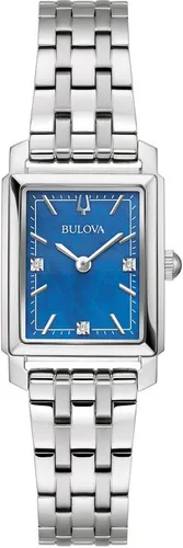 Bulova Sutton Damenuhr 96P245 mit Diamant-Akzenten - Armbanduhren für Damen, elegante Quarz-Uhr mit blauem Zifferblatt und 30 m Wasserdichtigkeit, ideal für jeden Anlass.