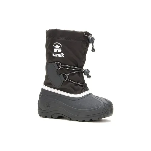 Kamik SOUTHPOLE4 Winterstiefel für Jungen, Black/White, 25 EU - Wasserdichte Stiefel mit herausnehmbarem Innenschuh aus 97 % recycelten Materialien, ideal für kalte Wintertage.