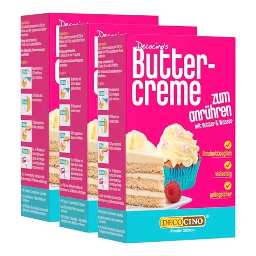 DECOCINO Vanille Buttercreme Fertigmischung 3x 250 g von DECOCINO