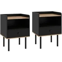 Costway 2er Set Nachttisch mit Schublade in Schwarz - Eleganter Nachttisch mit praktischer Schublade für optimalen Stauraum. Das moderne Design und die stabile Bauweise machen ihn ideal für Schlafzimmer und Wohnzimmer.