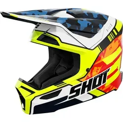 Shot Furious Flash Mips Jugend Motocross Helm, blau-gelb, Größe M