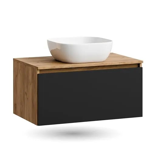 Planetmöbel Waschtisch-Set ARISA 80 cm mit Waschbecken - Elegantes Waschtisch-Set für Bad und Gäste-WC. Inklusive Soft-Close-Schublade, ideal für eine stilvolle und funktionale Badgestaltung.
