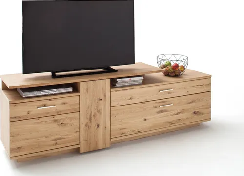 MCA furniture Lowboard TV-Board Santori 2 in Eiche Bianco - Elegantes TV-Board aus massivem Eiche Bianco mit viel Stauraum. Ideal für Fernseher bis 60 Zoll, inklusive gedämpfter Schubkästen und stabilen Türen. Lieferung montiert, pflegeleicht und stilvoll.