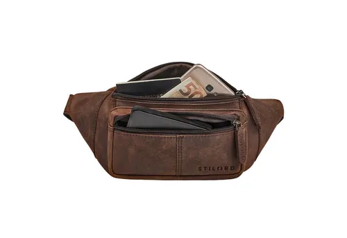 Produktbild STILORD 'Devon' Vintage Bauchtasche aus Leder in Braun – Vielseitige Gürteltasche für Herren