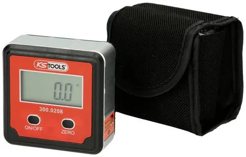 KS Tools 300.0208 - Digitale Wasserwaage mit Winkelmesser, ideal für präzise Neigungswinkelmessungen, inklusive Gürteltasche und LCD Hintergrundbeleuchtung