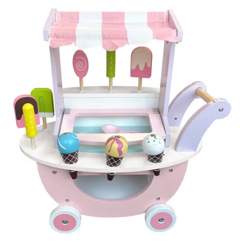 4iQ Lauflerwagen aus Holz Eisdiele auf Rädern widerek 41x19x44 cm