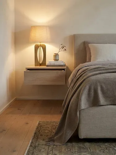 KADIMA DESIGN Nachttisch Nachtkonsole ZADAR für Wandmontage 46x15x30cm Sonoma Nachttisch Holz, (schwebend, Wandkonsole Nachtkästchen hängend), Wandregal mit Schublade, Nachtschrank Wandboard für Boxspringbett