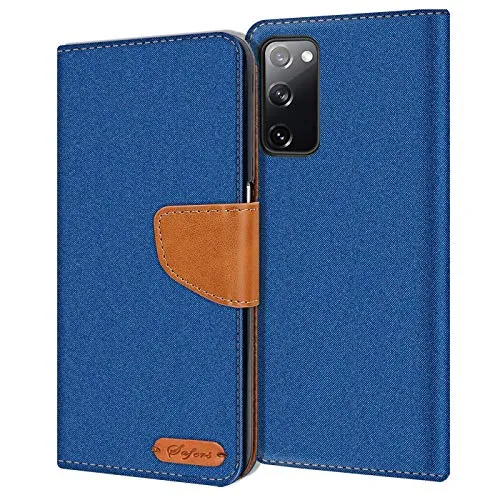 CoolGadget Handyhülle Stoff für Samsung Galaxy S20 FE Textil Wallet Case, Stoff-Design mit Magnetverschluss & Kartenfächern, kompatibel mit Samsung Galaxy S20 FE (6,5 Zoll), Blau