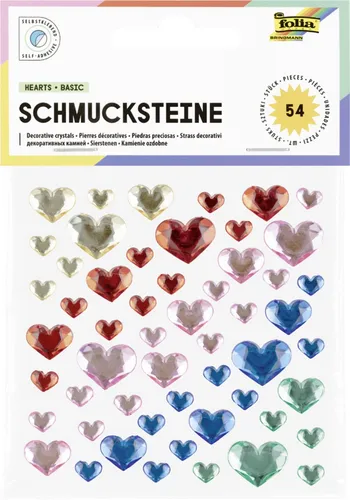 folia Schmucksteine HEARTS BASIC, selbstklebend 54