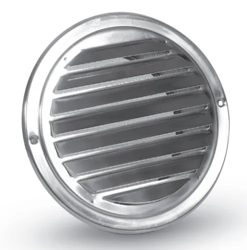 Lamellengitter Edelstahl poliert Wetterschutzgitter Lüftungsgitter DN 150 mm