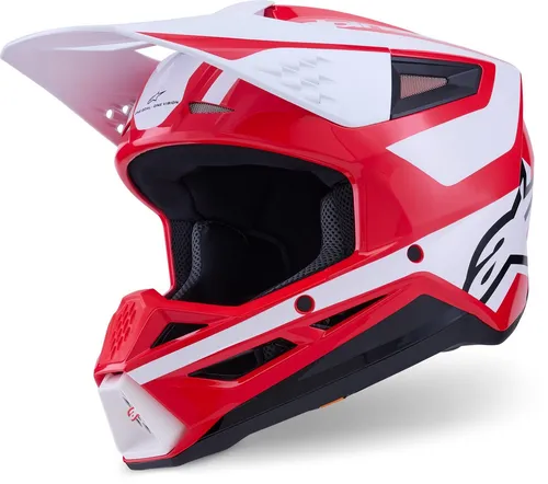 Alpinestars S-M3 Heat Motocross Helm XL - Weiss-Rot - Hochwertiger Motocross Helm mit ECE 22-06 Zulassung, leicht und stabil. Ideal für den Einsatz im Offroad-Bereich und für maximale Sicherheit.