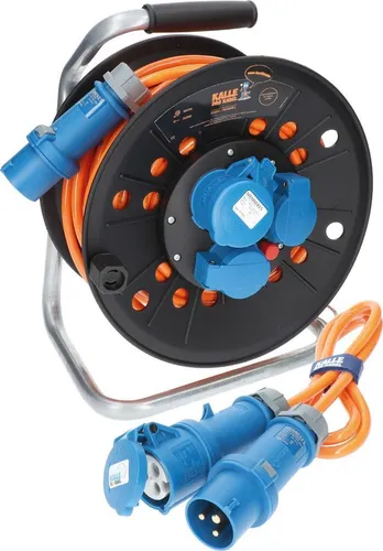 KALLE DAS KABEL CEE Campingkabeltrommel 25m H07BQ-F 16A in orange von KALLE DAS KABEL