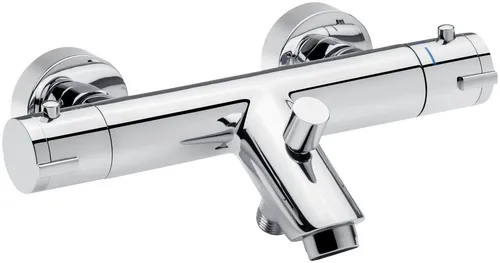 Cornat Badewannenarmatur Alan, chrom, Aufputz mit Thermostat - Waschtischarmatur mit sicherer Temperaturwahl und 38°C Sicherheitssperre, ideal für Familien. Hochwertige Messingausführung mit geprüftem Luftsprudler für einen angenehmen Strahl.