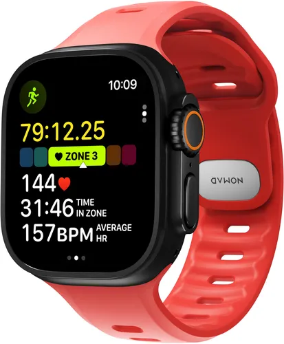 NOMAD Tempo Band für Apple Watch 49mm | Wasserfestes Sportarmband in Coral - Smartwatch Ersatzarmbänder mit leichtem, atmungsaktivem Design. Wasserfest und stabil, ideal für aktive Nutzer mit Handgelenkumfang von 150-195mm.