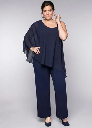 Sheego Jumpsuit mit Chiffoncape in blau von sheego