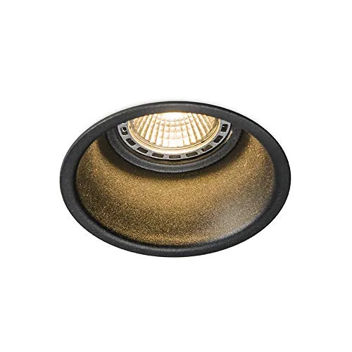 Qazqa Einbaustrahler, Einbauleuchte - Dept - Schwarz, max. 50W, Geeignet für LED, 8.9cm, Rund, Ideal als Flur, Küche lampe und Schlafzimmerlampe