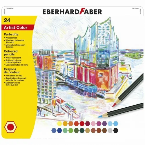 Eberhard Faber Aquarellfarbstifte Artist Color 24 Farben im Metalletui wasserfes