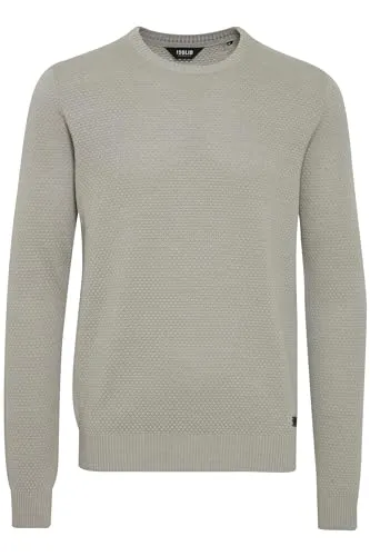 !Solid SDKarl O-Neck Herren Strickpullover Feinstrick Pullover mit Rundhals-Ausschnitt Rippbündchen Baumwollmischung Regular fit, Größe:XL, Farbe:Light Grey Melange (8242)