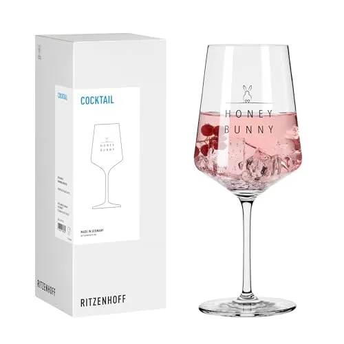 RITZENHOFF 8171013 Cocktail-Glas 500 ml, Serie Sprüche, mit lustigem Schriftzug Honey Bunny als Ostergeschenk - Made in Germany