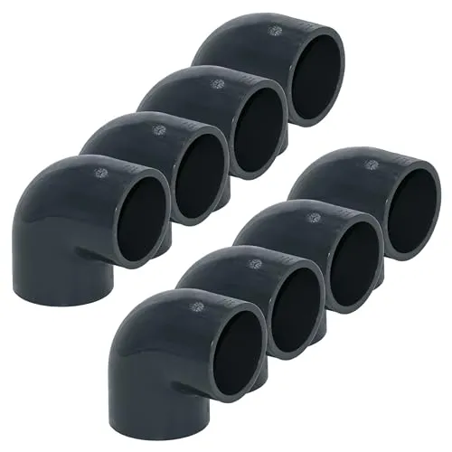 HAF 8x PVC Fittings Winkel 90° 50mm | Hochwertiger Winkelverbinder aus PVC - 8x PVC Fittings Winkel 90° für zuverlässige Rohrverbindungen. Ideal für den Einsatz in Schwimmbädern und Teichen. Langlebig und witterungsbeständig, mit einfachen Klebemuffen für eine stabile Verbindung.