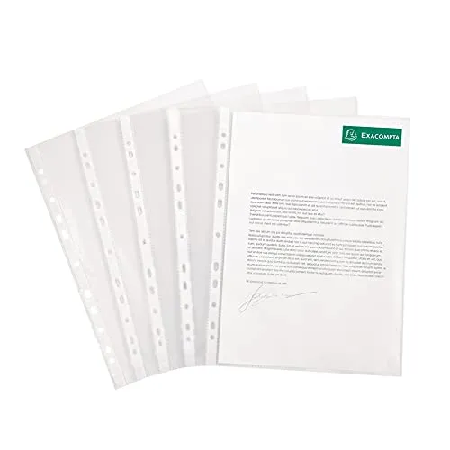 Exacompta 5910E 10er Pack Premium PP-Kunststoff Prospekthüllen. Für DIN A4 transparent glasklar oben offen Klarsichtfolie Plastikhülle Klarsichthülle ideal für Ordner Ringbücher und Hefter