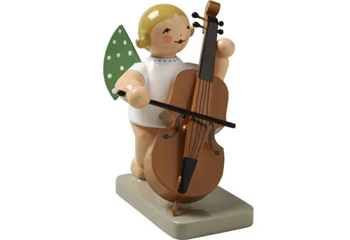 Wendt & Kühn Engel mit Kontrabass - Figuren & Skulpturen: Handgefertigte Holzfigur von Wendt & Kühn, die mit ihrer liebevollen Detailverarbeitung und traditionellen Handmalerei begeistert. Perfekt als Geschenk oder Sammlerstück.