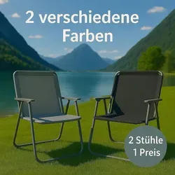 2er Set Campingstuhl SUNNY SEAT Grau – Faltbarer Klappstuhl für Outdoor - Praktisches 2er Set faltbare Gartenstühle in Grau. Robust, leicht und schnell auf- und abgebaut, ideal für Garten, Camping oder Festivals. Mit atmungsaktivem Bezug und stabiler Stahlkonstruktion für langfristigen Einsatz.
