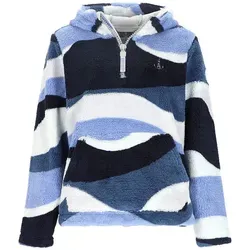 Leitfeuer Kapuzenpullover 80754 Damen Fleecehoody All-Over-Print - Modischer Hoodie mit Reißverschluss blau M