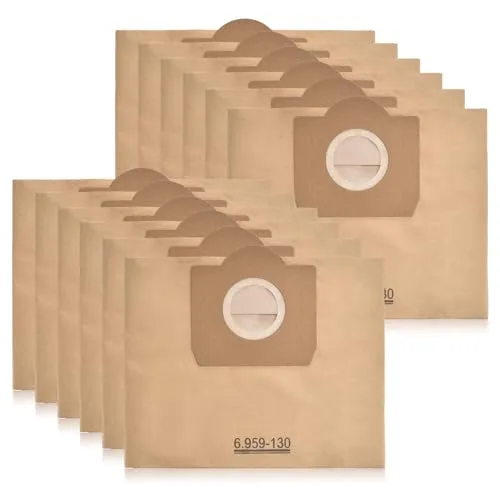 Kärcher 6.959-130.0 Staubsaugerbeutel - 10 Stück Papierfilterbeutel - Haushaltsgroßgeräte mit 99,99% Filtrationsleistung für saubere Luft und verlängerte Staubsauger-Lebensdauer. Einfacher Austausch durch praktischen Klappverschluss.