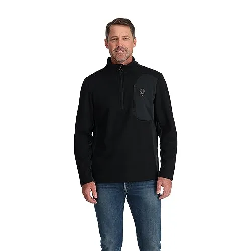 Spyder Bandit Half Zip - Herren Fleecepullover, leicht und funktional mit gesicherter Brusttasche und Stretch-Einsätzen für optimale Bewegungsfreiheit