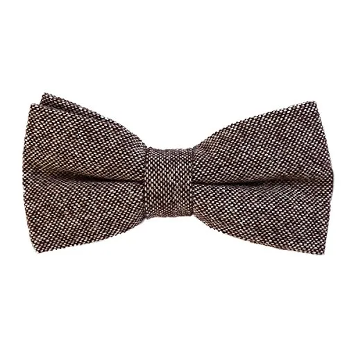 DonDon Herren Fliege 12 x 6 cm Baumwolle gebunden und längenverstellbar beige schwarz