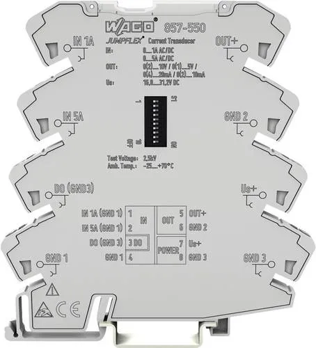 Wago 857-550 Strommessumformer 5A, 24VDC - Sonstiges, ideal für präzise Strommessungen mit integriertem Schaltausgang und einer Frequenz von bis zu 400 Hz.