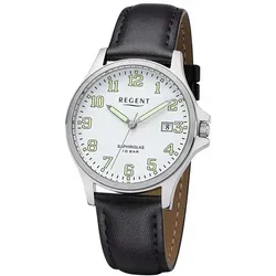 Regent Herren Uhr F1258 Edelstahl mit Lederband - Elegante Armbanduhr für Herren mit 10 ATM Wasserdichtigkeit und kratzfestem Saphirglas. Ideal für den Alltag und besondere Anlässe.