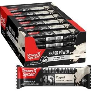 Power-System Proteinriegel Snack Power, 24 Riegel, Yogurt, je 45g, pro Riegel 16g Protein