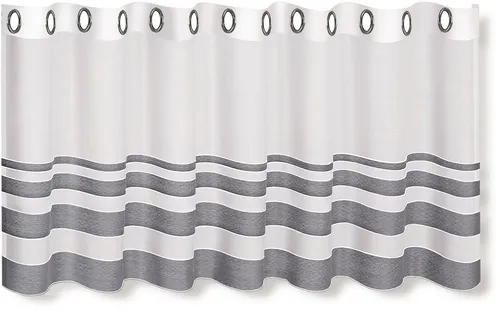 Gerster Scheibengardine Eskil, Ösen, halbtransparent - Fertiggardinen mit modernem Streifendesign, ideal für farbige Akzente in Ihrem Wohnraum; einfach aufzuhängen dank 14 rostfreier Ösen.