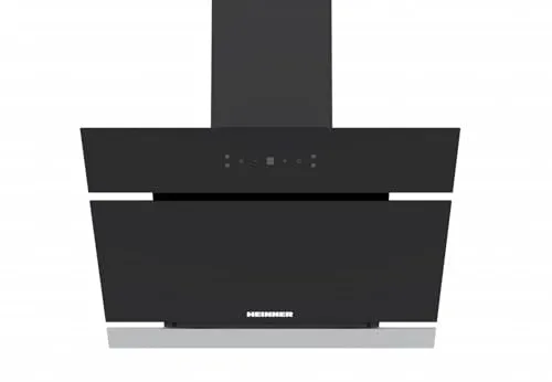 Heinner HDCH-MD620RGBK Dekorative Kamin-Dunstabzugshaube, 620 m³/h Absaugung, 3+ Boostgeschwindigkeiten, LED- & RGB-Beleuchtung, schwarzes Glas/Stahl-Finish, 5 Jahre Garantie