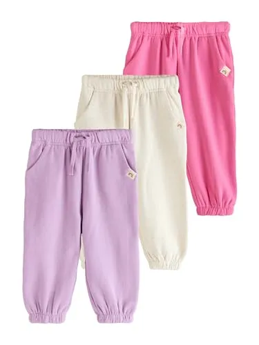 NEXT Mädchen Jogginghosen 3er-Pack Pink/Lilac/Oatmeal 80-86 - Bequeme Jogginghosen aus Baumwollmischung im 3er-Pack. Elastischer Bund und Knöchelmanschetten sorgen für optimalen Sitz und Komfort im Alltag.