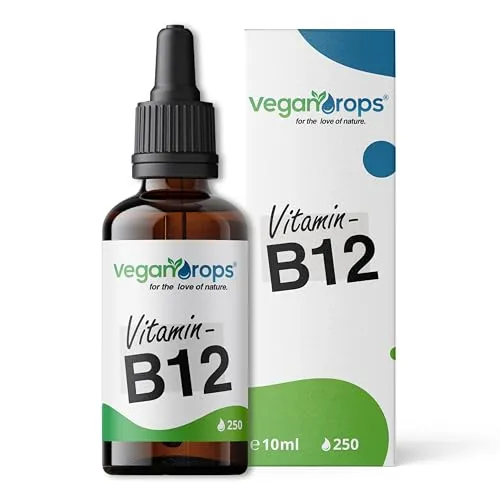 Vegan Drops® - Vitamin B12 Tropfen - Kombination aus Methyl- & Adenosylcobalamin - 250 Tropfen, 125 Tage Reichweite - vegan, ohne Alkohol & in Deutschland produziert
