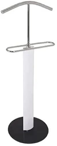 HAKU Möbel Herrendiener Chrom, modern und stilvoll - Herrendiener aus hochglanz weißem Stahlrohr mit schwarzer Sicherheitsglasplatte und chromfarbenem Kleiderbügel - perfekt für einen organisierten und eleganten Eingangsbereich.